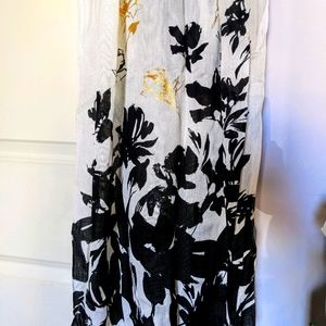 NWT Gold Embellished Oblong Floral Scarf
